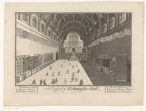 Interiør i Westminster Hall i London A Prospect of Westminster Hall (tittel på objekt) av Anonymous