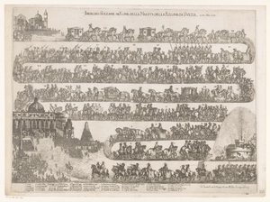 Dronning Christina av Sverige dro inn i Roma Ingresso Solenne i Roma della Maestra della Regina di Svezia ai 23 xbre 1655 (tittel på objekt) av Anonymous