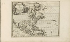 Kart av Midden- en Noord-Amerika Nord-Amerika, ifølge de nye observasjonene fra Mes[ieur]rs de l'Académie Royale des Sciences etc. Igjen utvidet (tittel på objekt) Øst- og Vestindia og andre steder (serie ti av Anonymous