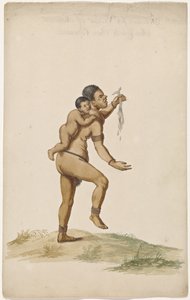 Khoikhoi Kvinne med spedbarn av Anonymous