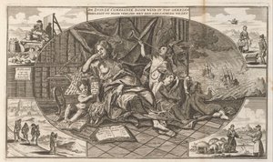 Klage fra South Seas Company, 1720 The Zuidzé Company stiger til toppen med vind / Nå beklager tapet sitt med en bekymret skapning (tittel på objekt) The Great Scene of Folly (serietittel) av Anonymous