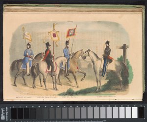 Kostymer og bannere til æresvaktene i Bergen op Zoom, Breda og 's-Hertogenbosch, 1840-1842 I. Group (tittel på objekt) av Anonymous
