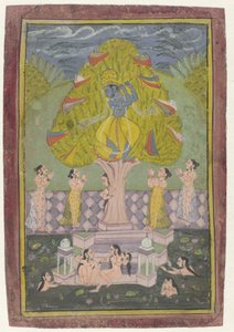 Krishna stjeler klærne til Gopis av Anonymous