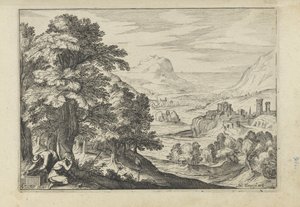 Landskap med fuglefangere Landskap med figurer (serietittel) av Anonymous