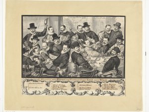 Måltid til offiserer fra Handboogdoelen i Amsterdam, 1586 av Anonymous