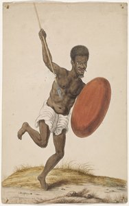 Madagaskisk kriger med assegai og skjold av Anonymous