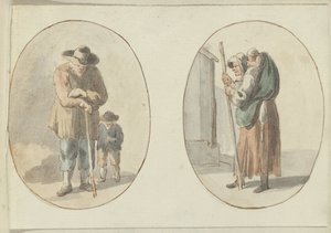 Mann med barn og kvinne med barn på ryggen av Anonymous