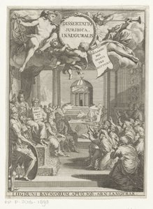 Minerva og knelende lærde Dissertatio juridica inauguralis (tittel på objekt) av Anonymous