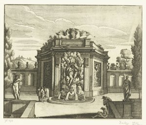 Veggfontene i hagepaviljong Architectura Curiosa Nova (serietittel) av Anonymous