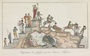 Napoleons livsfang, 1814 Storhetsstige og Napoleons fall (tittel på objekt) av Anonymous