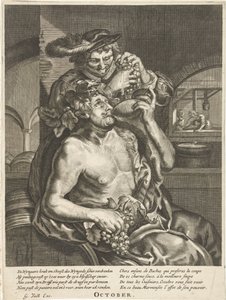 Oktober: Bacchus drikker vin oktober (tittel på objekt) The Twelve Months (serietittel) av Anonymous