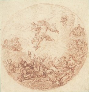 Design for et rundt tak med Mercury og Minerva av Anonymous