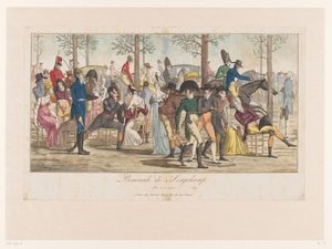 Optocht i Long-Champ Promenade de Longchamp An. X - 1802 (tittel på objekt) av Anonymous
