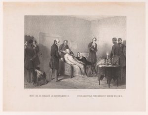 Kong William IIs død Mort de sa majesté le roi Guillaume II / Death of His Majesty King William II (tittel på objekt) av Anonymous