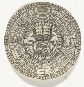 Medalje fra universitetet i Franeker, med navn på professorene og universitetets våpenskjold av Anonymous