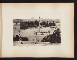 Piazza del Popolo i Roma, med Peterskirken i bakgrunnen, Italia Piazza del Popolo. Roma (tittel på objekt) av Anonymous