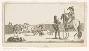 Picador og matador etter å ha drept oksen Coleccion de las principales suertes de una corrida de toros (serietittel på objekt) Samling av de viktigste tyrefektingsmanøvrene (serietittel) av Anonymous