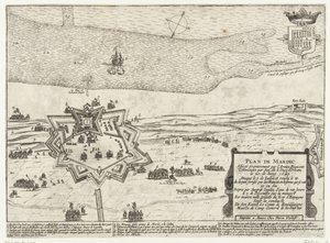 Kart over Fort Mardijk, 1645 Planlegg Mardic (tittel på objekt) av Anonymous