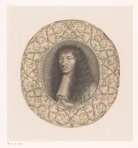 Portrett av Ludvig XIV omgitt av en dekorativ ramme med arabesker av Anonymous