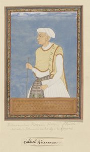 Portrett av Neknam Khan; han har vært vesir for Sultan Abdullah og har tjent som hærsjef (sar-lashkar) for Karnatak na Mir Jumla av Anonymous