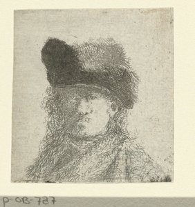 Portrett av Rembrandt med pelslue av Anonymous