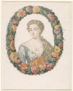 Portrett av en kvinne i en blomsterkrans av Anonymous