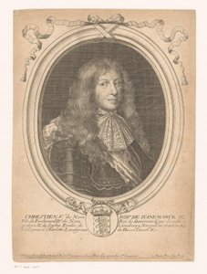Portrett av kong Christian V av Danmark Chrestien, Ve, du Nom Roy de D