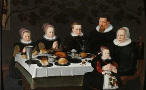 Velstående kalvinistisk familie Familie portrett av Anonymous