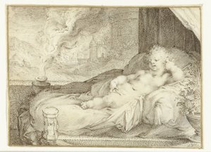 Putto liggende på en sofa av Anonymous