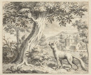 Ravn og reven Design for illustrasjoner for en utgave av Jean de la Fontaines Fables (serietittel) av Anonymous