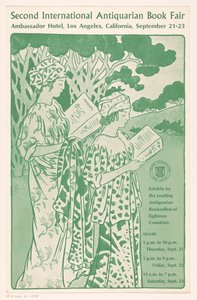 Reclamebiljet for Second International Antiquarian Book Fair i Los Angeles Andre internasjonale antikvariske bokmesse (tittel på objekt) av Anonymous