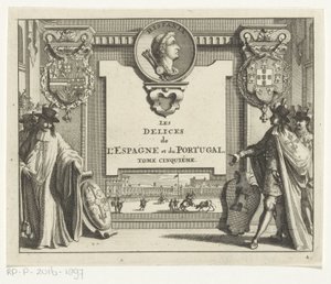 Riddere av spanske ordener med våpenskjold Tittelside for: Juan Alvarez de Colmenar, Les Delices de l