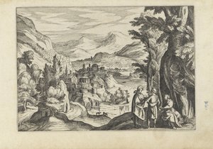 Elvelandskap Landskap med figurer (serietittel) av Anonymous
