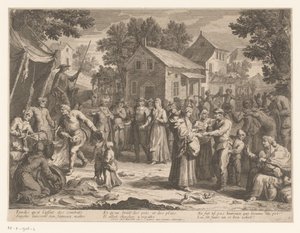 Sancho Panza handler på et marked av Anonymous