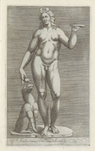 Skulptur av Bacchus en en hund Bacchus og marmor i området til Vallens-palasset (tittel på objekt) Antikke skulpturer i Roma (serietittel) Ikoner av de gamle statuene av byen Roma som er sett på offentlige steder (serietittel) av Anonymous