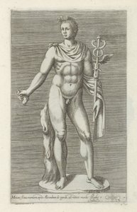 Skulptur av Mercurius Marmorstatue av Merkur, ved Alexander den store (...) (tittel på objekt) Antikke skulpturer i Roma (serietittel) Ikoner av de gamle statuene av byen Roma som er sett på offentlige steder (serietittel) av Anonymous