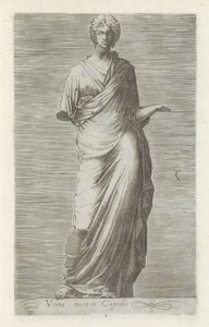 Sculptuur van Urania, muze of the starskunde Urania, musen i Capitol (tittel på objekt) Antikke skulpturer i Roma (serietittel) Ikoner av de gamle statuene av byen Roma som er sett på offentlige steder (serietittel) av Anonymous