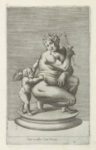 Skulptur av Venus en Amor Venus i huset til Card. Farnesii (tittel på objekt) Antikke skulpturer i Roma (serietittel) Ikoner av de gamle statuene av byen Roma som er sett på offentlige steder (serietittel) av Anonymous