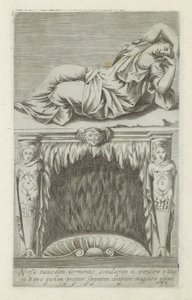 Sculptuur van de sleepende Ariadne boven en schouw Bildet av en viss sovende nymfe i Vatikanets hage i Roma antas av noen å være et bilde av Kleopatra på grunn av slangen (tittel på objekt) Antikke skulpturer i Roma (serietittel) Gamle statuer av byen av Anonymous