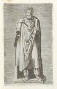 Skulptur av en konge Parthorium-kongen fanger fra Romas svarte stein i bygningen til Cesys (tittel på objekt) Antikke skulpturer i Roma (serietittel) Ikoner av de gamle statuene av byen Roma som er sett på offentlige steder (serietittel) av Anonymous