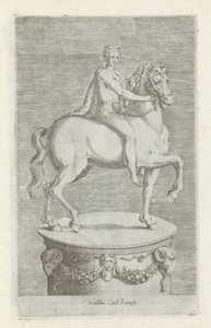 Skulptur av en naakte jongen på en paard Antikke skulpturer i Roma (serietittel) Ikoner av de gamle statuene av byen Roma som er sett på offentlige steder (serietittel) av Anonymous