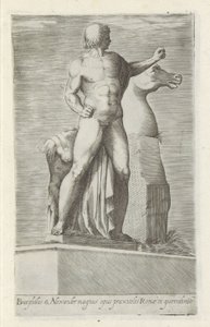 Sculptuur av en van de Dioscuren på Quirinaal i Roma Bucephalus & Alexander flott arbeid (...) (tittel på objekt) Antikke skulpturer i Roma (serietittel) Ikoner av de gamle statuene av byen Roma som er sett på offentlige steder (serietittel) av Anonymous