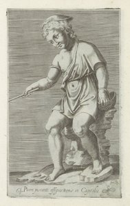 Skulptur av en vissende unge Portrett av en fiskegutt i hovedstaden i Roma (tittel på objekt) Antikke skulpturer i Roma (serietittel) Ikoner av de gamle statuene av byen Roma som er sett på offentlige steder (serietittel) av Anonymous