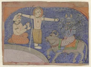 Shiva dreper Yama med sin trefork av Anonymous