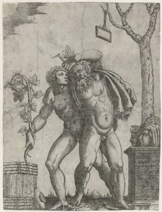 Silenus støttet av en ung Bacchant av Anonymous