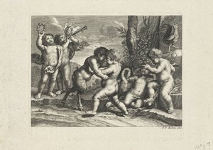 Spille putti i et landskap av Anonymous