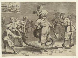 Tegneserie av Cromwell som den grufulle Tailman, 1652 av Anonymous