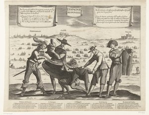 Tegneserie av spanjolene etter tapet av Breda, Thionville, Perpignan, Portugal og Catalonia, 1643 L