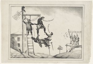 Tegneserie om den frivillige rustningen, 1830 Aux armer! Aux Armes! (tittel på objekt) av Anonymous