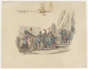 Tegneserie som viser distribusjonen av belgiske æreskors, 1834 Distribution de Croix (tittel på objekt) av Anonymous